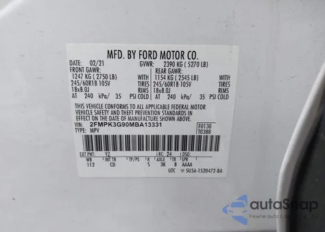 2021 Ford Edge Se from USA, damaged, VIN 2FMPK3G90MBA13331